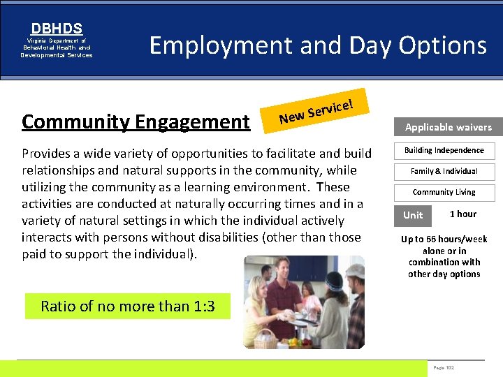 DBHDS Virginia Department of Behavioral Health and Developmental Services Employment and Day Options Community