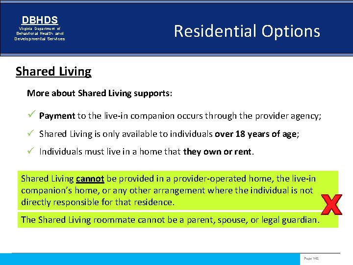 DBHDS Virginia Department of Behavioral Health and Developmental Services Residential Options Shared Living More