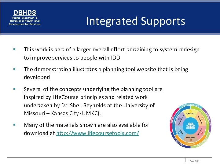 DBHDS Virginia Department of Behavioral Health and Developmental Services Integrated Supports § This work