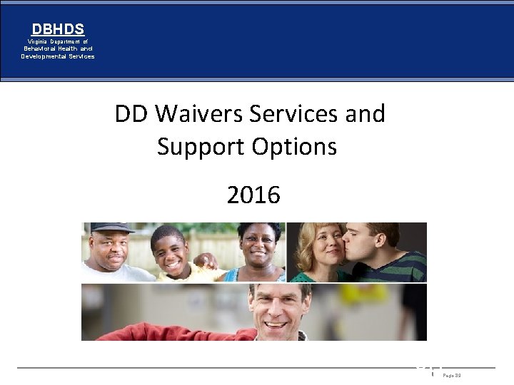 DBHDS Virginia Department of Behavioral Health and Developmental Services DD Waivers Services and Support