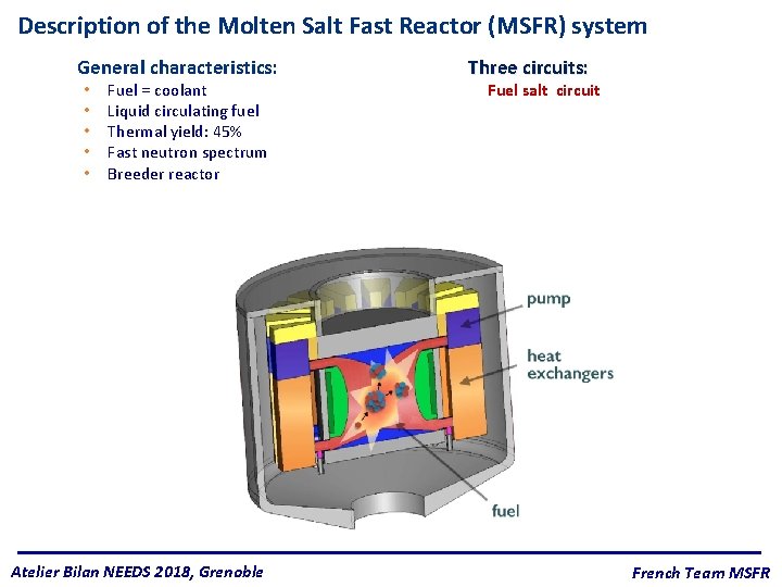 Description of the Molten Salt Fast Reactor (MSFR) system General characteristics: • • •