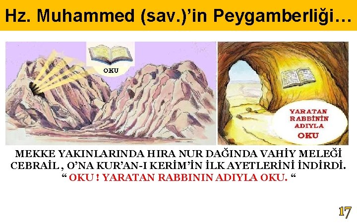 Hz. Muhammed (sav. )’in Peygamberliği… MEKKE YAKINLARINDA HIRA NUR DAĞINDA VAHİY MELEĞİ CEBRAİL ,