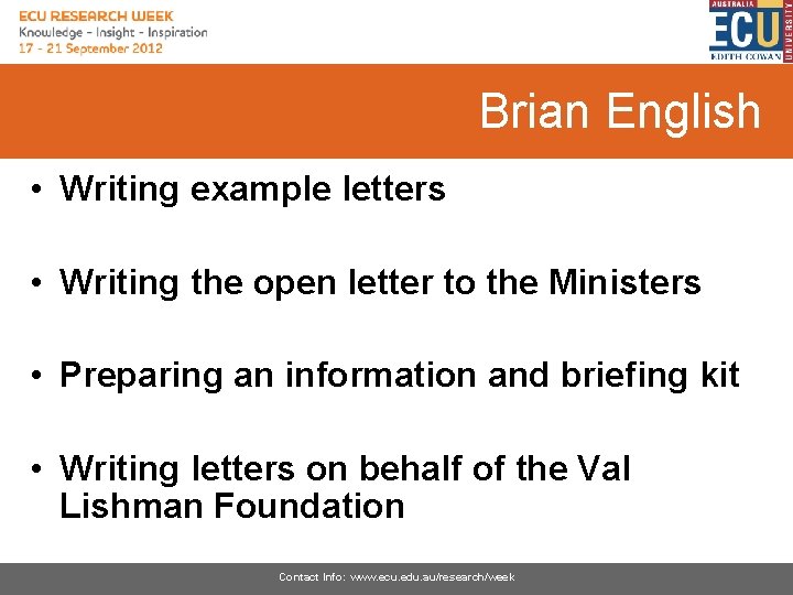 Brian English • Writing example letters • Writing the open letter to the Ministers