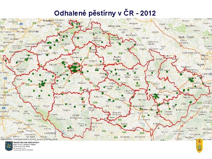 Odhalené pěstírny v ČR - 2012 