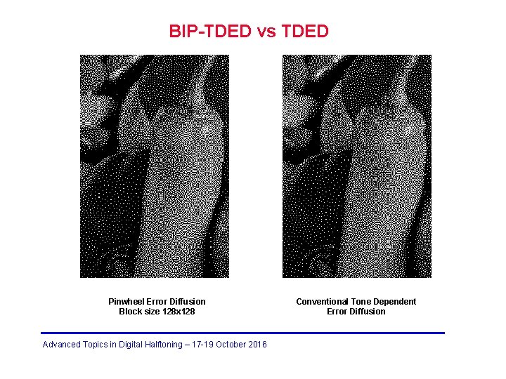 BIP-TDED vs TDED Pinwheel Error Diffusion Block size 128 x 128 Advanced Topics in