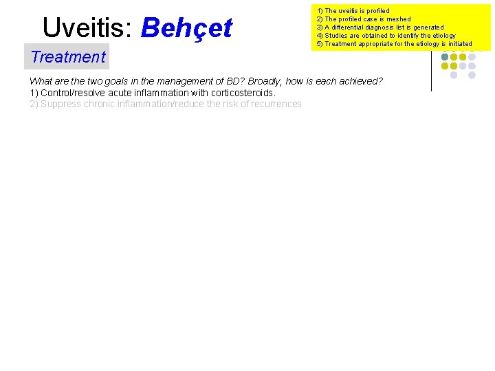 Uveitis: Behçet Treatment 1) The uveitis is profiled 2) The profiled case is meshed