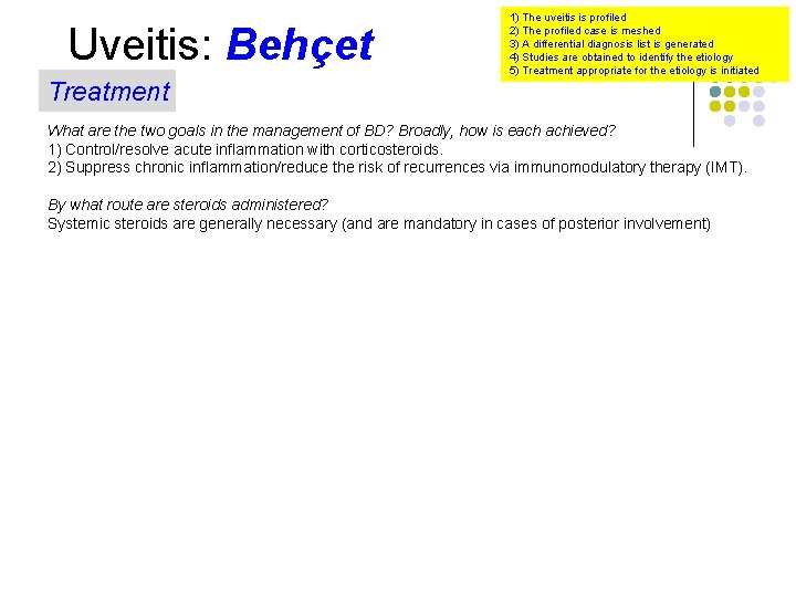 Uveitis: Behçet Treatment 1) The uveitis is profiled 2) The profiled case is meshed