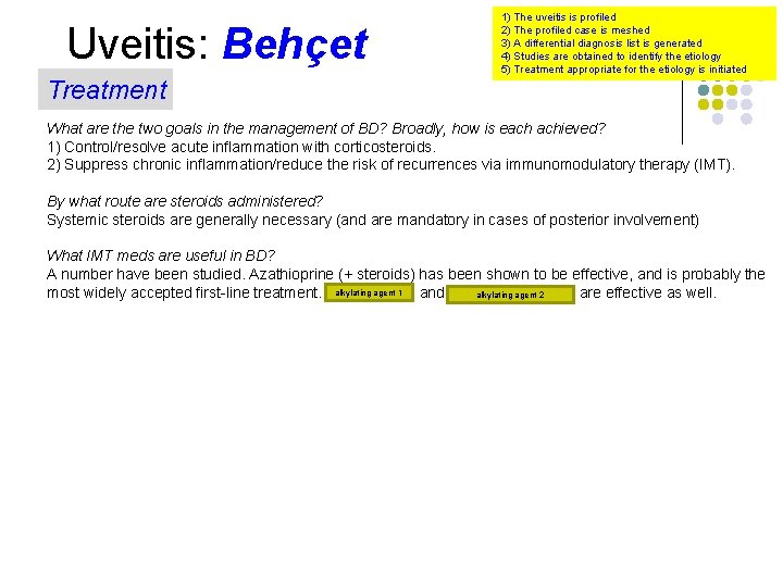 Uveitis: Behçet Treatment 1) The uveitis is profiled 2) The profiled case is meshed