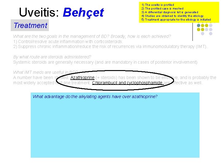 Uveitis: Behçet Treatment 1) The uveitis is profiled 2) The profiled case is meshed