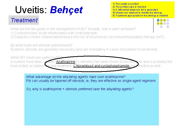 Uveitis: Behçet Treatment 1) The uveitis is profiled 2) The profiled case is meshed