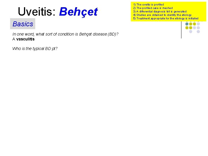 Uveitis: Behçet Basics In one word, what sort of condition is Behçet disease (BD)?