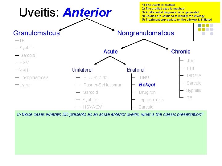 1) The uveitis is profiled 2) The profiled case is meshed 3) A differential