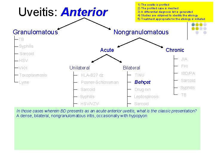 1) The uveitis is profiled 2) The profiled case is meshed 3) A differential