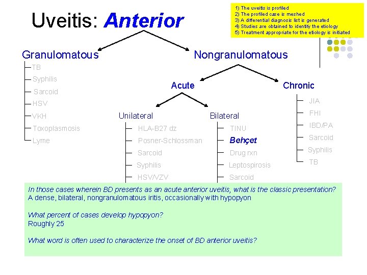 1) The uveitis is profiled 2) The profiled case is meshed 3) A differential