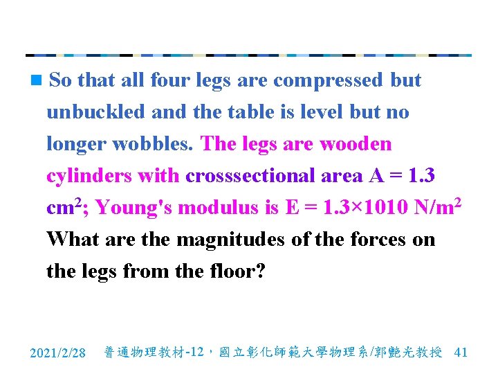 n So that all four legs are compressed but unbuckled and the table is