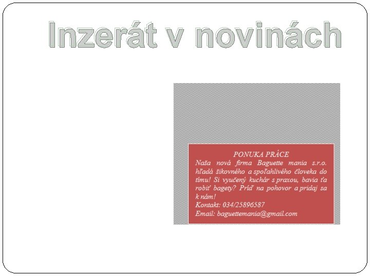 Inzerát v novinách 