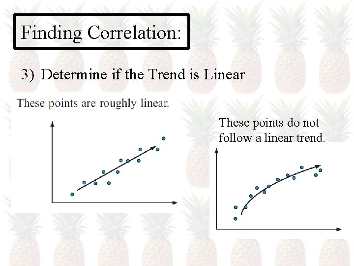 Finding Correlation: 3) Determine if the Trend is Linear These points do not follow