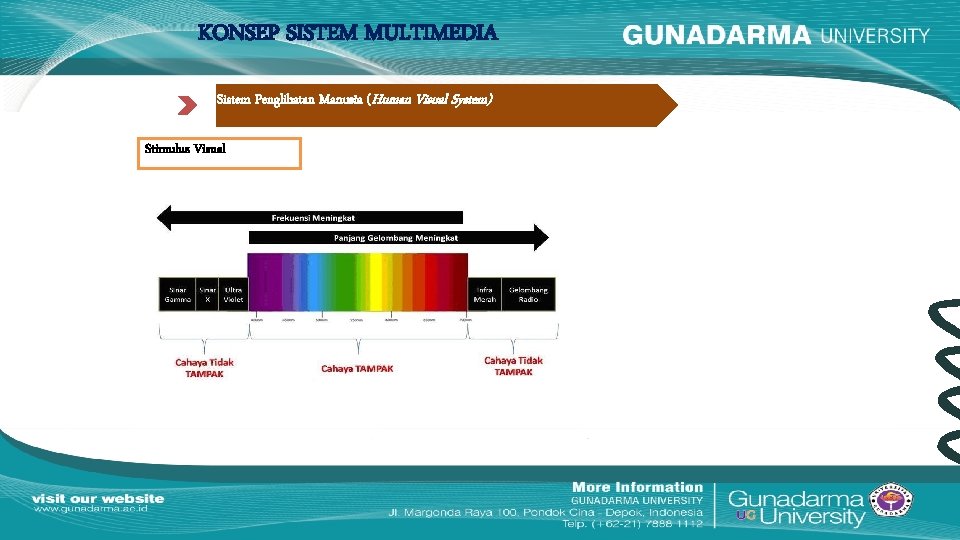 KONSEP SISTEM MULTIMEDIA Sistem Penglihatan Manusia (Human Visual System) Stimulus Visual 