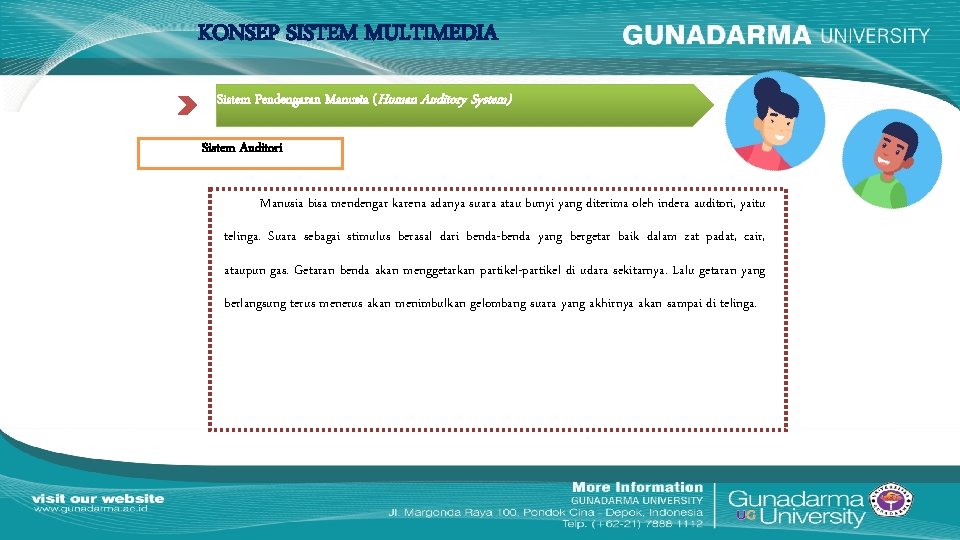 KONSEP SISTEM MULTIMEDIA Sistem Pendengaran Manusia (Human Auditory System) Sistem Auditori Manusia bisa mendengar
