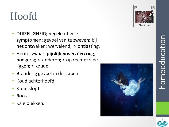  • DUIZELIGHEID; begeleidt vele symptomen; gevoel van te zweven; bij het ontwaken; wervelend,