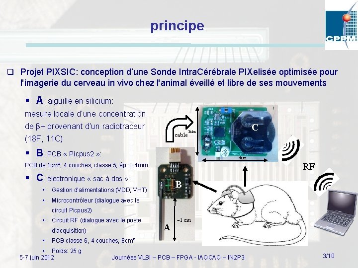 principe q Projet PIXSIC: conception d’une Sonde Intra. Cérébrale PIXelisée optimisée pour l'imagerie du