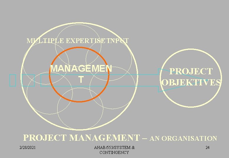 MULTIPLE EXPERTISE INPUT MANAGEMEN T PROJECT OBJEKTIVES PROJECT MANAGEMENT – AN ORGANISATION 2/28/2021 AHAB/553/SYSTEM