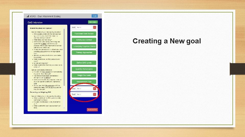 Creating a New goal 