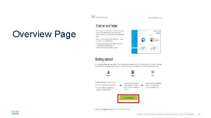 Overview Page © 2016 Cisco and/or its affiliates. All rights reserved. Cisco Confidential 16