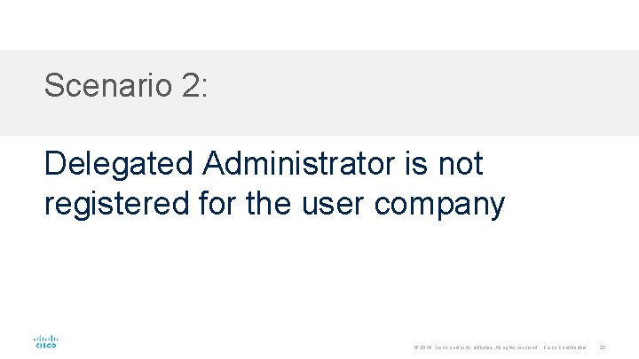 Scenario 2: Delegated Administrator is not registered for the user company © 2016 Cisco