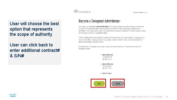User will choose the best option that represents the scope of authority User can