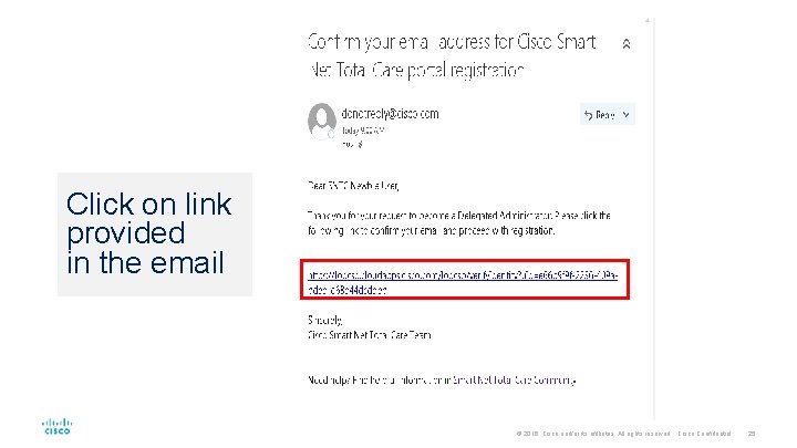 Click on link provided in the email © 2016 Cisco and/or its affiliates. All