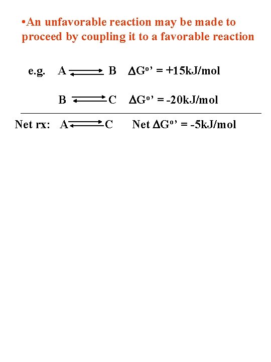  • An unfavorable reaction may be made to proceed by coupling it to