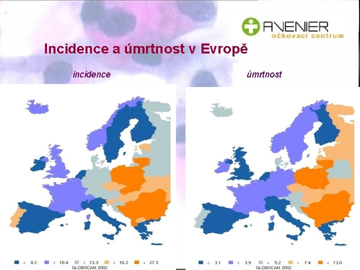 Incidence a úmrtnost v Evropě incidence úmrtnost 