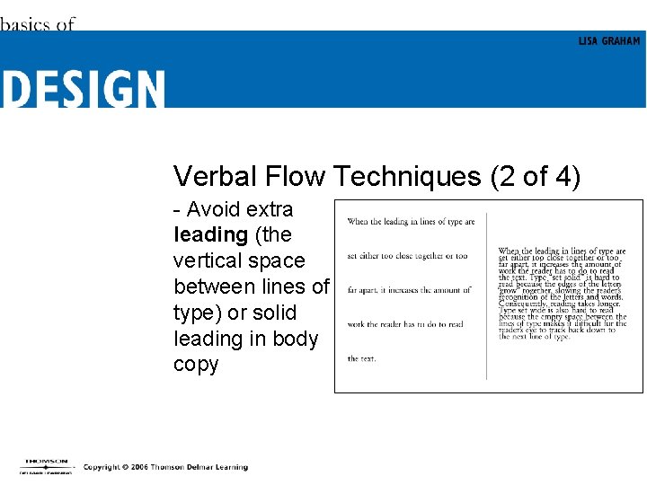 Verbal Flow Techniques (2 of 4) - Avoid extra leading (the vertical space between