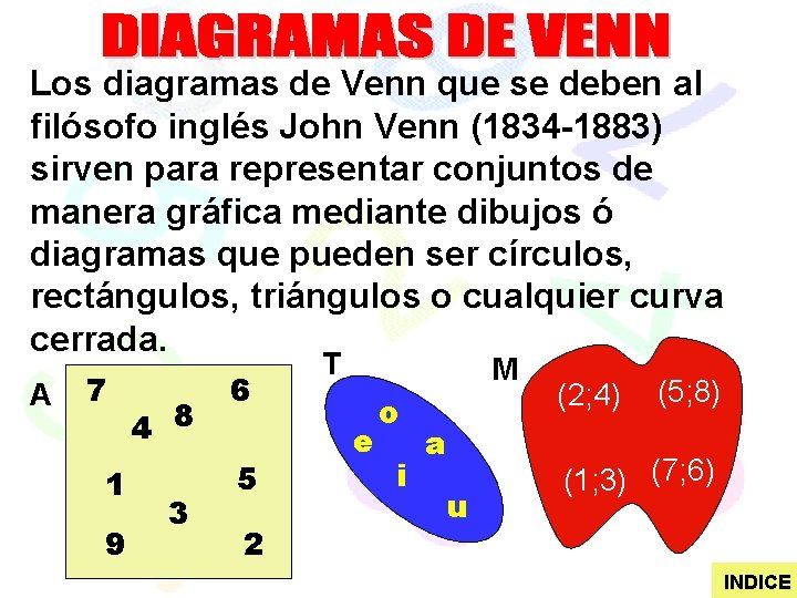 Los diagramas de Venn que se deben al filósofo inglés John Venn (1834 -1883)