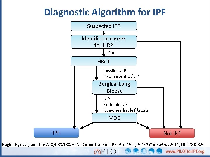 Diagnostic Algorithm for IPF Suspected IPF Identifiable causes for ILD? No HRCT Possible UIP