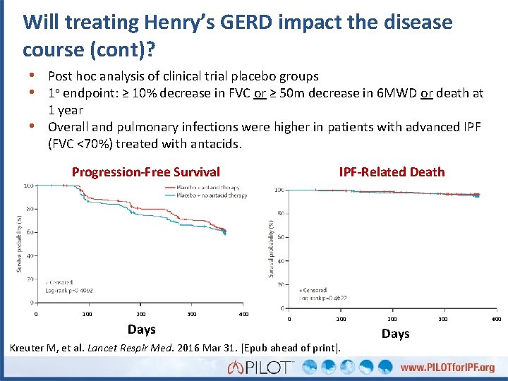 Will treating Henry’s GERD impact the disease course (cont)? • Post hoc analysis of