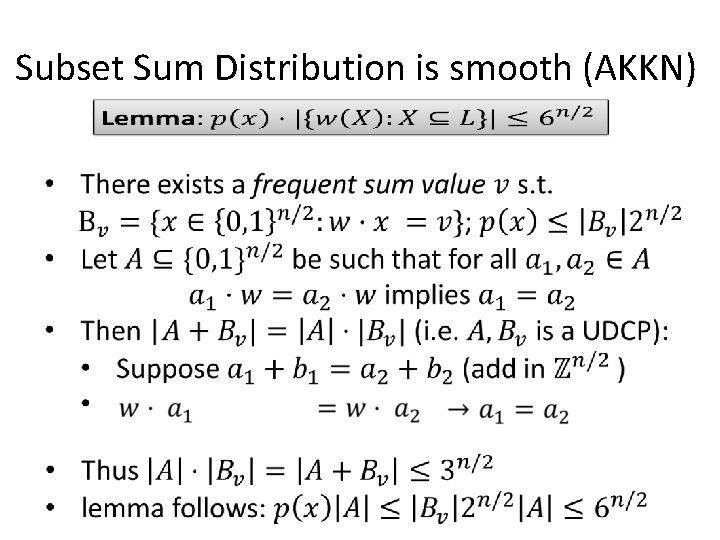 Subset Sum Distribution is smooth (AKKN) 