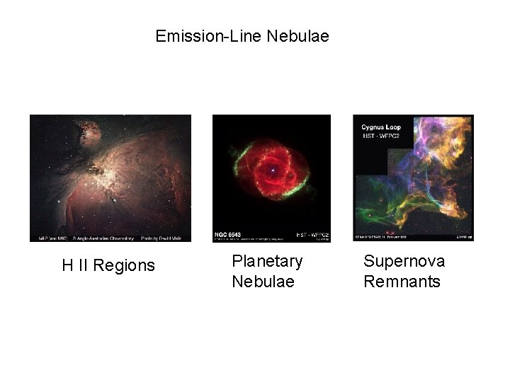 Emission-Line Nebulae H II Regions Planetary Nebulae Supernova Remnants 