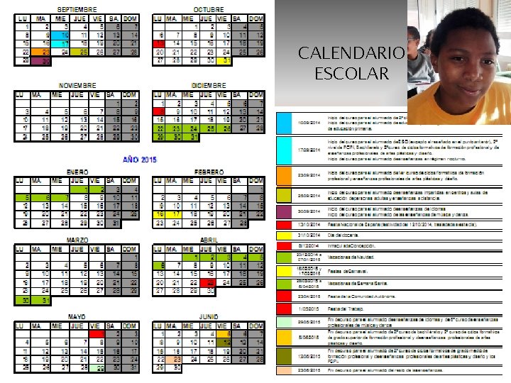 CALENDARIO ESCOLAR 9 