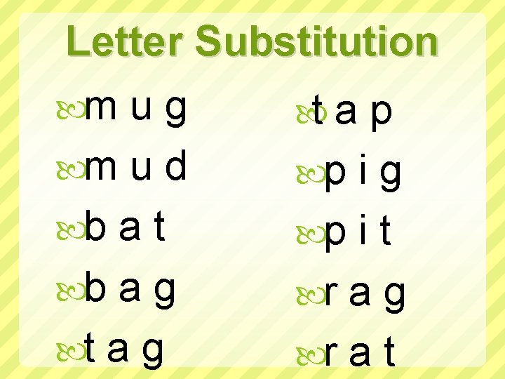 Letter Substitution m u g t a p m u d p i g