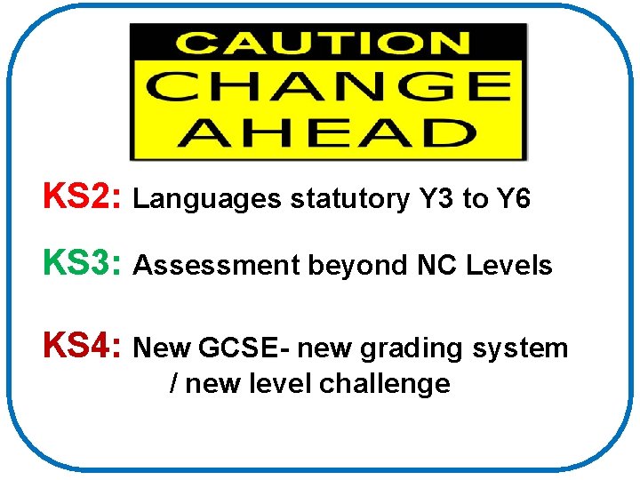 KS 2: Languages statutory Y 3 to Y 6 KS 3: Assessment beyond NC