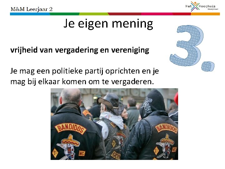 Je eigen mening vrijheid van vergadering en vereniging Je mag een politieke partij oprichten