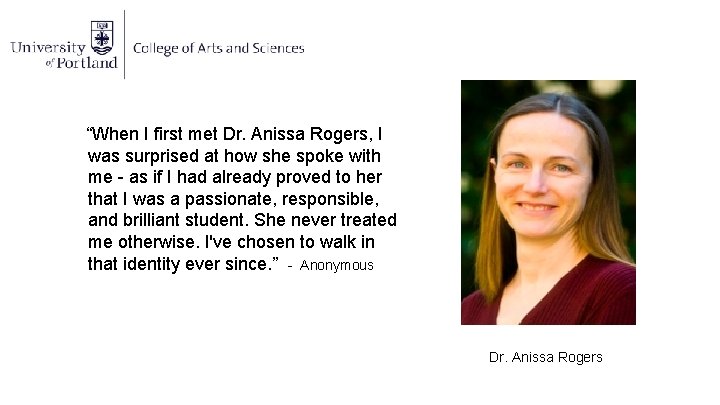 “When I first met Dr. Anissa Rogers, I was surprised at how she spoke