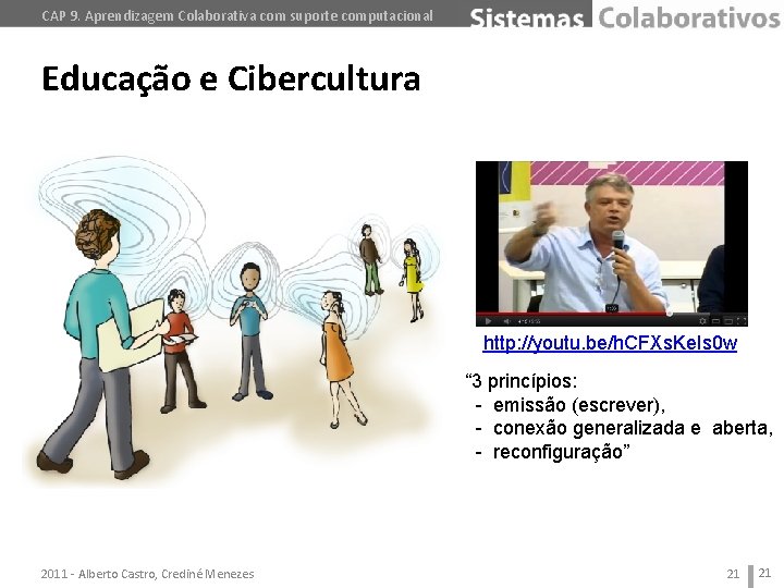 CAP 9. Aprendizagem Colaborativa com suporte computacional Educação e Cibercultura http: //youtu. be/h. CFXs.