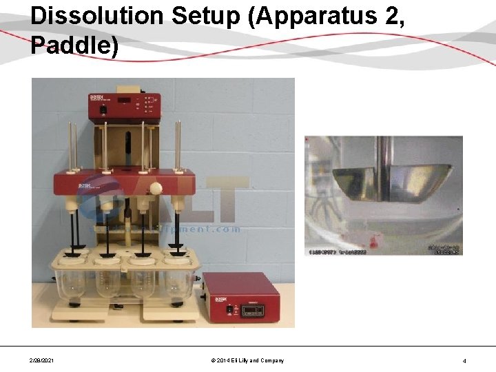 Dissolution Setup (Apparatus 2, Paddle) 2/28/2021 © 2014 Eli Lilly and Company 4 