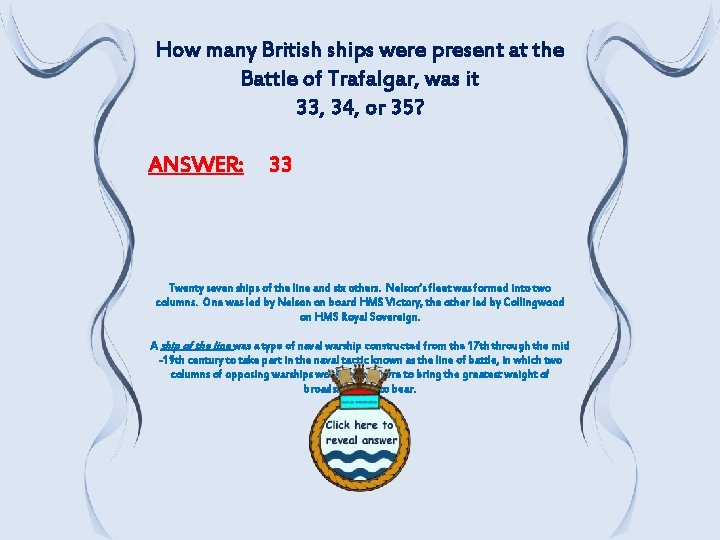 How many British ships were present at the Battle of Trafalgar, was it 33,