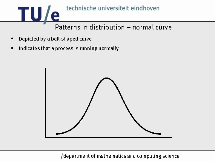 Patterns in distribution – normal curve • Depicted by a bell-shaped curve • Indicates Patterns in distribution – normal curve • Depicted by a bell-shaped curve • Indicates