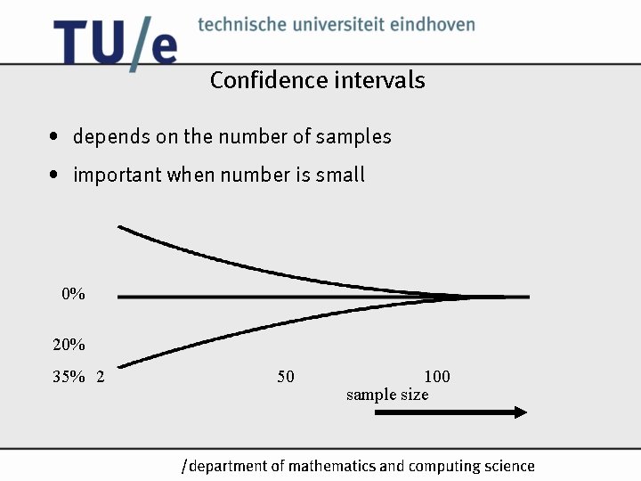 Confidence intervals • depends on the number of samples • important when number is Confidence intervals • depends on the number of samples • important when number is