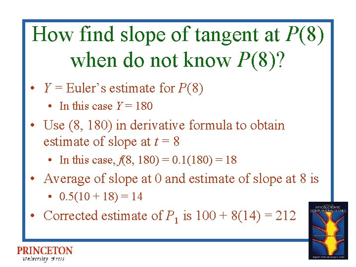 How find slope of tangent at P(8) when do not know P(8)? • Y